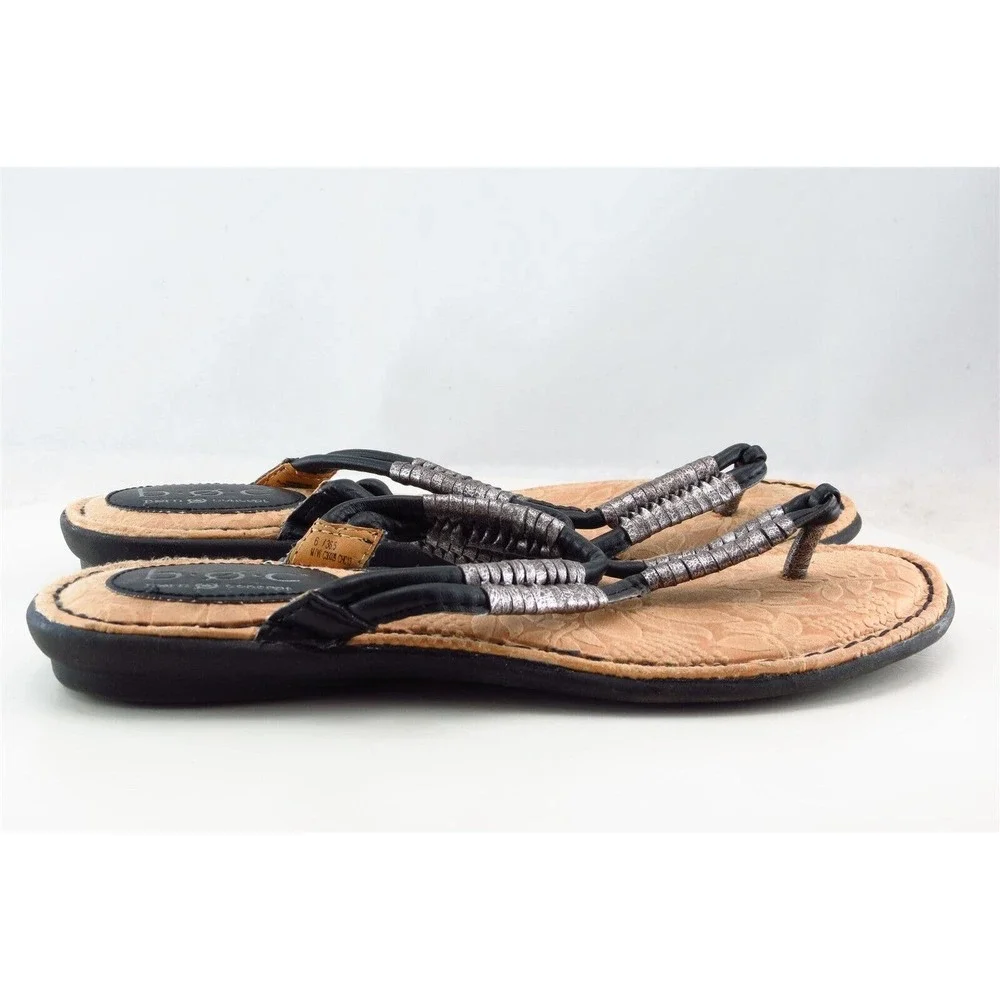 Born‎ Concept T-Strap Sandals Black Synthetic Women Shoes Size 6 Medium